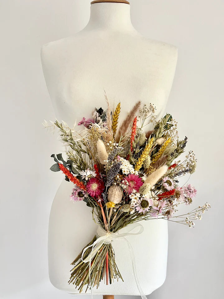 Wild flower countryside dried bridal bouquet