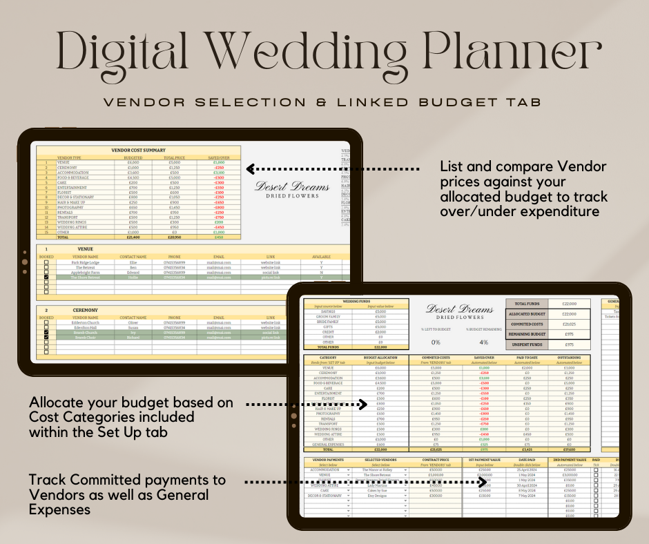 Digital Wedding Planner (UK) GBP Free Download – Desert Dreams