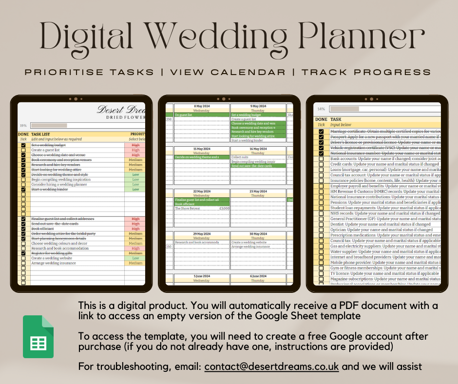 Digital Wedding Planner (UK) GBP Free Download – Desert Dreams
