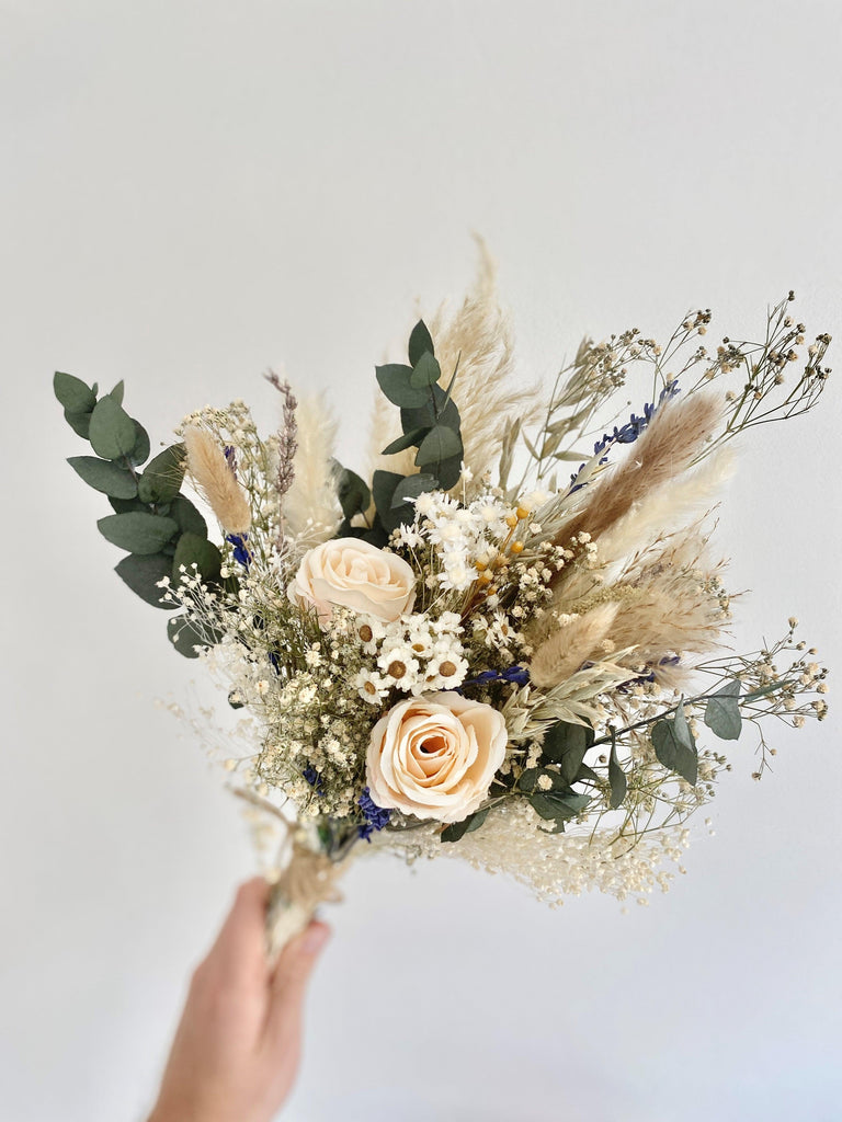 rustic dried flower bridesmaid bouquet