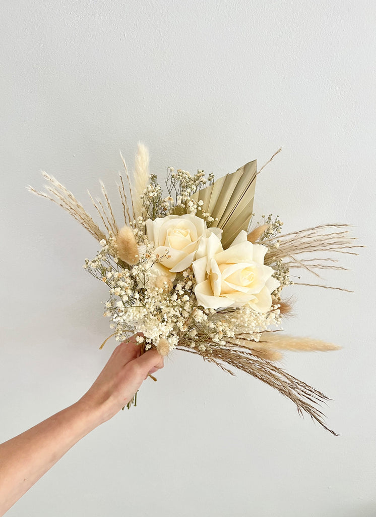 dusk pampas rose dried flower wedding bridesmaid bouquet 