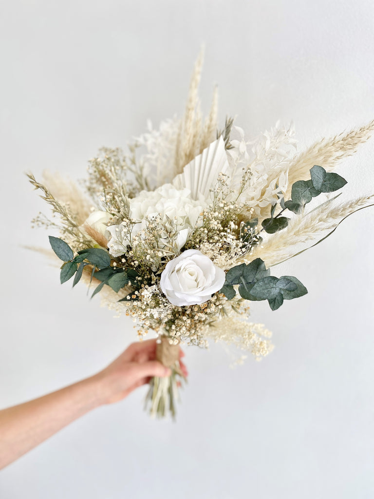 Dried Flower Bridal Bouquet White Roses