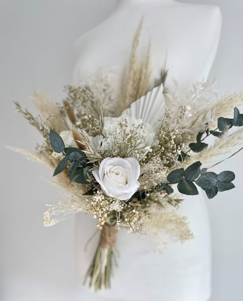Dried Flower Bridal Bouquet White Roses