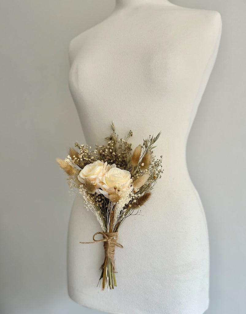 Soft pastel flower girl bouquet matching the Vintage Rose Bridal Bouquet