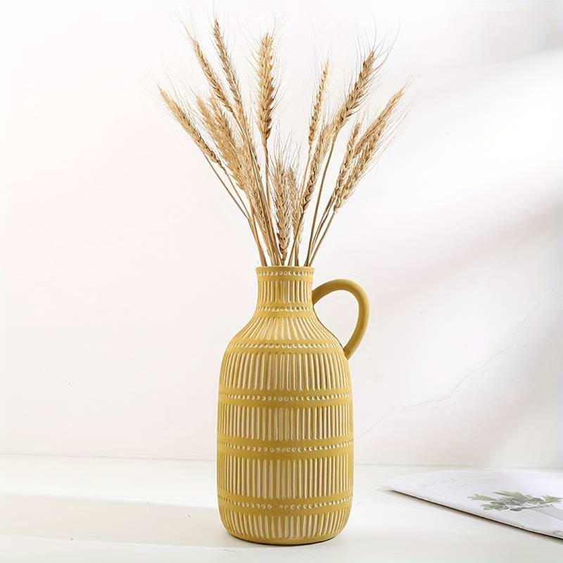 Nordic Boho Style Ceramic Vase in yellow