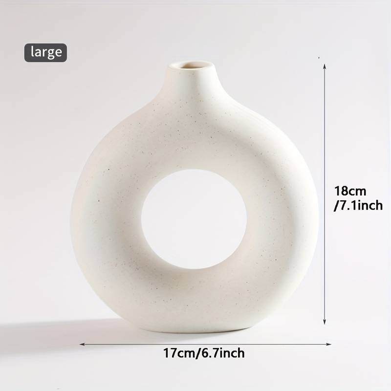 Nordic Style Ceramic Donut Vase - Matte Finish