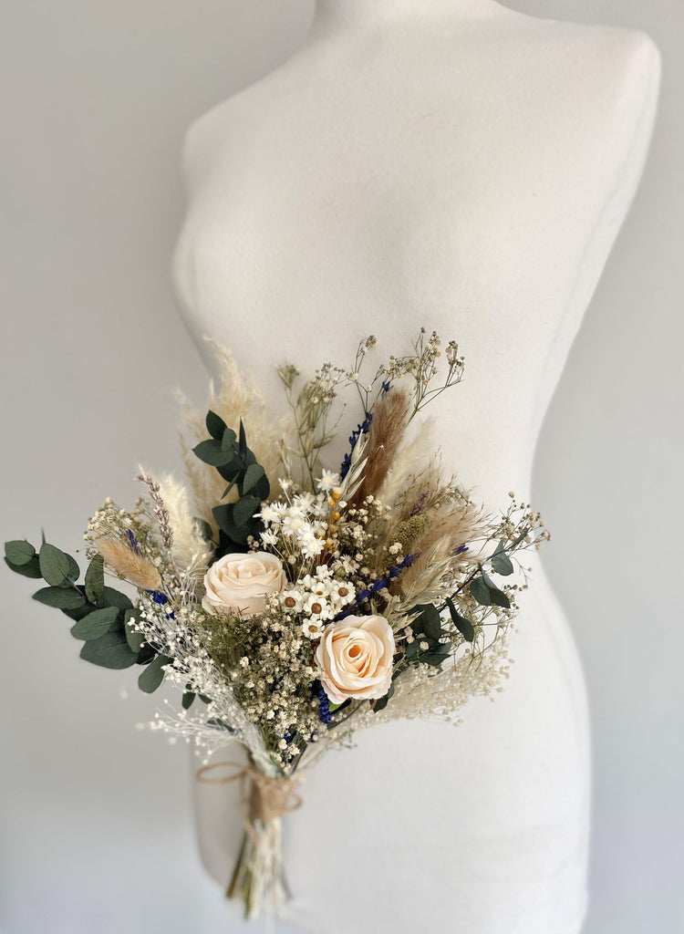 rustic dried flower bridesmaid bouquet
