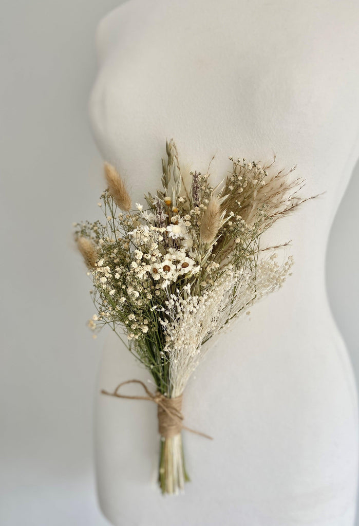 dried flower girl bouquet rustic pampas