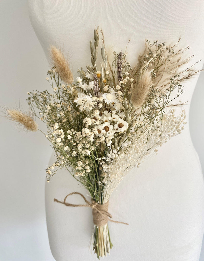 dried flower girl bouquet rustic pampas